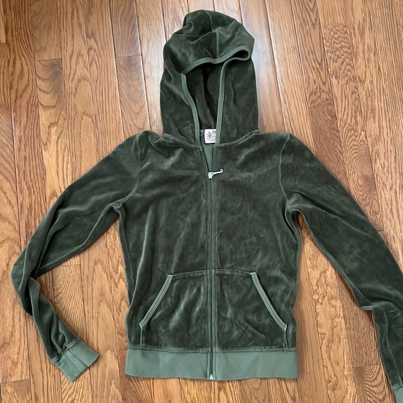 Juicy Couture Sweaters - Juicy Couture Velour Hoodie Small Army Green